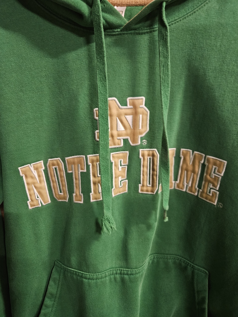 Green Notre Dame Pullover Hoodie with Tan Lining - Picture 3 of 6